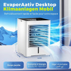  Climatiseur Mobile, 3 En 1 USB Rafraichisseur D’air Silencieux Ventilateur à Eau 470ML, 3 Vitesses, Minuterie, Écran Tactile, Rafraîchisseur D’air Sans Évacuation Pour Usage Personnel, Chambre, Bureau