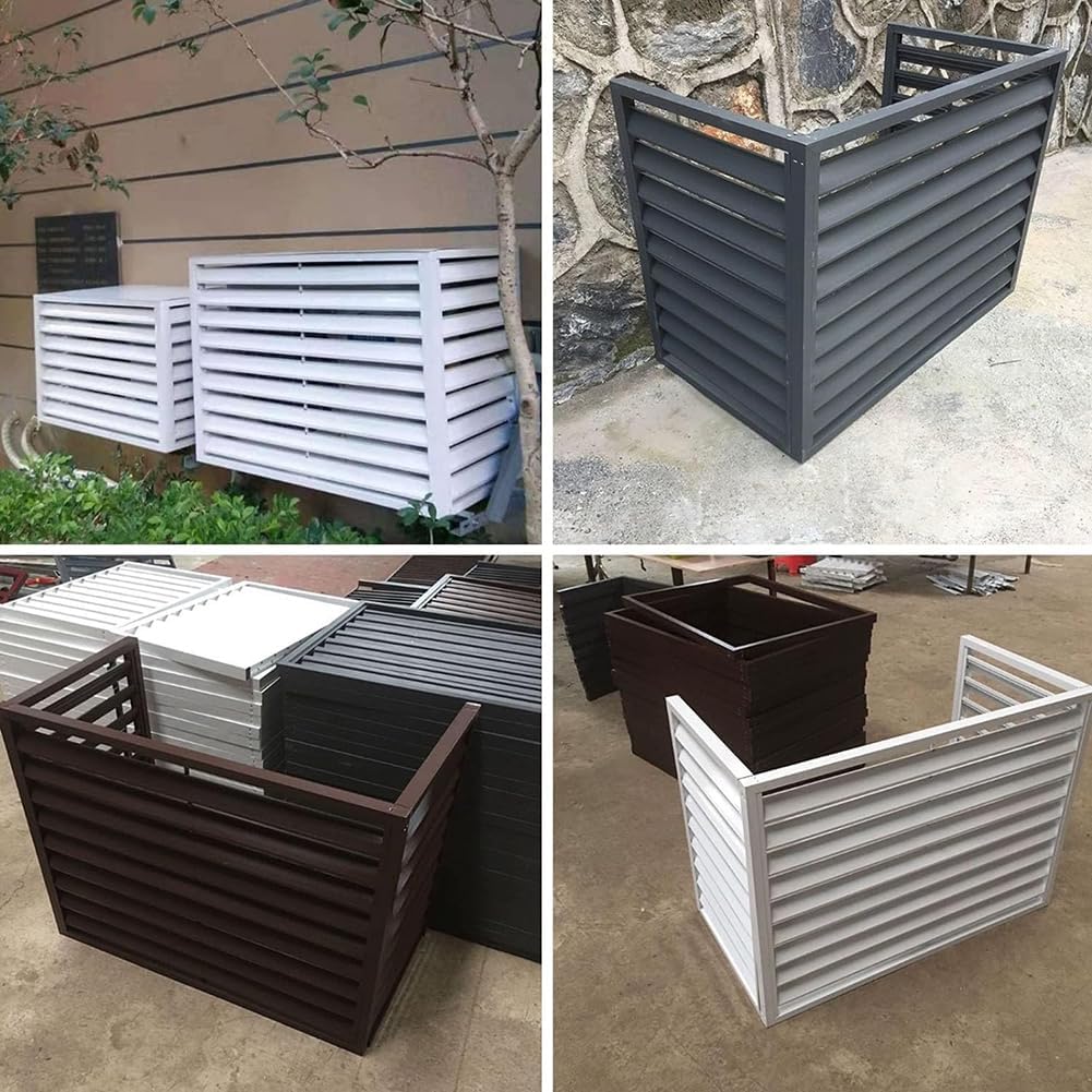 GENERIC Housse En Aluminium Pour Climatiseur à 3 Panneaux Pour Climatiseurs Extérieurs, Réduction Du Bruit, Résistant Aux Intempéries, 110 X 80 X 60 Cm, Marron