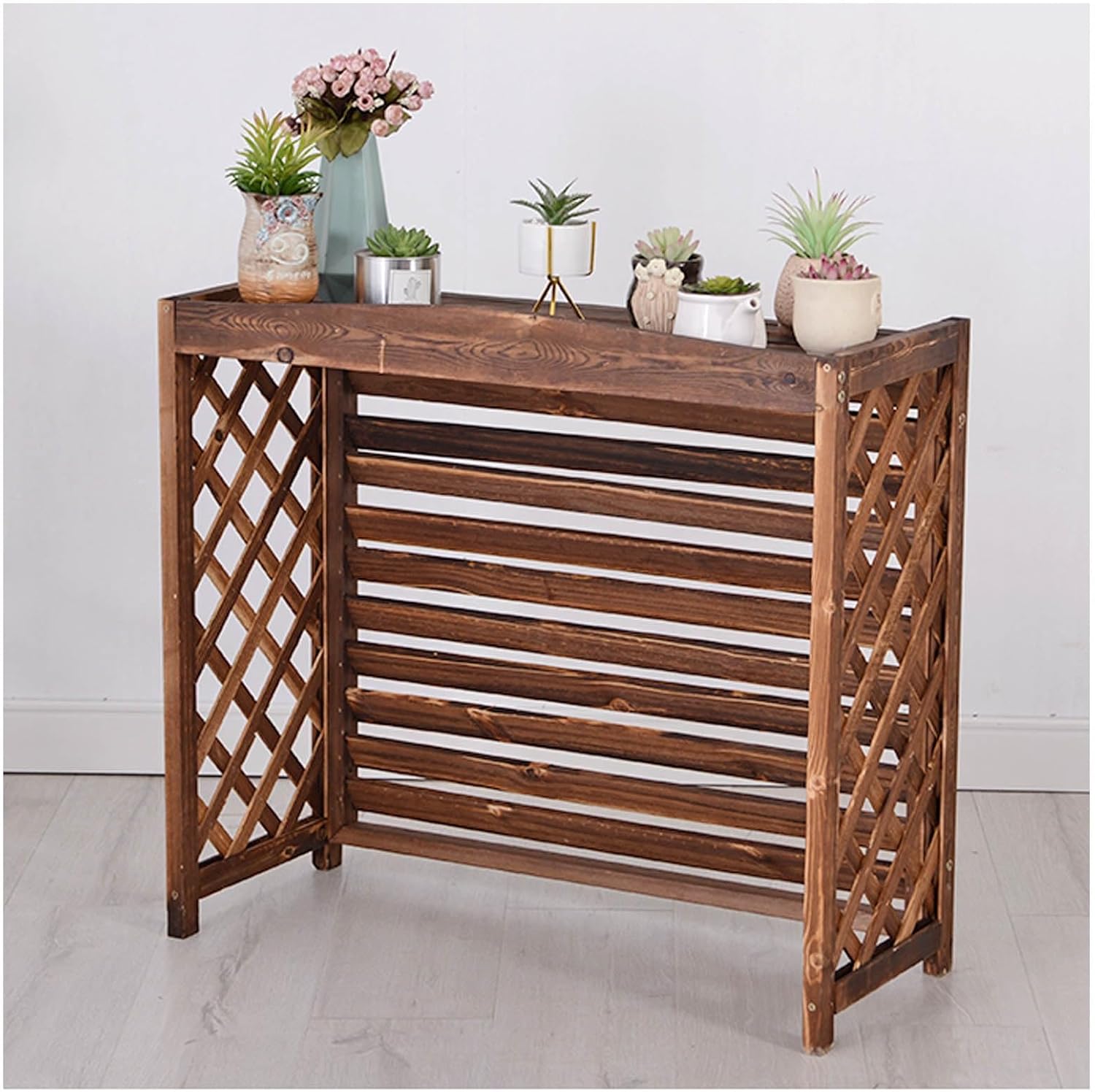 GENERIC Housse De Protection Décorative Imperméable Pour Climatiseur Extérieur, En Bois Massif, Anti-corrosion, Dimensions : 120 X 57 X 100 Cm (L X L X H), Housse Résistante Aux Intempéries