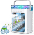  Climatiseurs Portables, Mini Climatiseur AC 4 En 1 Avec Réservoir D'eau De 1000ml, Minuterie 2/4/8H Lumière Ambiante Ventilateur Refroidisseur D'air Évaporatif Personnel Alimenté Par USB Pour Chambre