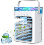  Climatiseurs Portables, Mini Climatiseur AC 4 En 1 Avec Réservoir D'eau De 1000ml, Minuterie 2/4/8H Lumière Ambiante Ventilateur Refroidisseur D'air Évaporatif Personnel Alimenté Par USB Pour Chambre