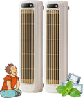  Festberg Cooling Ace Lot De 2 Ventilateurs Tour De Bureau Portable, 3 Vitesses, Ventilateur Tour De Bureau, Rechargeable Par USB, Pour Chambre à Coucher, Bureau, Maison, Restez Au Frais En été, Beige