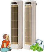  Festberg Cooling Ace Lot De 2 Ventilateurs Tour De Bureau Portable, 3 Vitesses, Ventilateur Tour De Bureau, Rechargeable Par USB, Pour Chambre à Coucher, Bureau, Maison, Restez Au Frais En été, Beige
