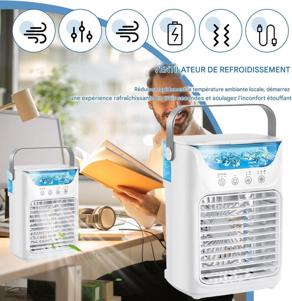  Ventilateur Rafraîchisseur D'Air Personnel | Ventilateur Portable Avec Réservoir D'Eau - Appareil Rafraîchissant D'Été Avec 2 Modes De Brumisation Pour Bureaux Chevet Dortoir Table Chambre Salle Patio