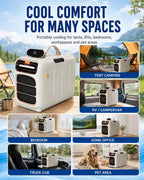  Climatiseur Mobile 4700 BTU, Climatiseur De Camping à Double Tuyau Avec 4 Modes, 3 Vitesses, Minuterie Et Télécommande Pour Tente, Van Et Caravane