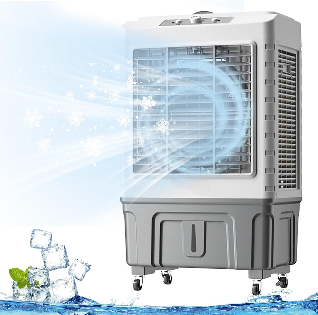 GENERIC Climatiseur Mobile Industriel, Purificateur D'air Par évaporation 50 L/55 L, Climatiseur Portable 3 En 1 Avec 4 Compartiments à Glace - Ventilateur Refroidisseur D'eau Po
