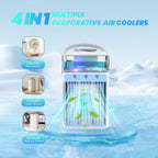  Climatiseur Portable USB Mini Brume Fraîche Refroidisseur D'Air 5 En 1 Ventilateur Humidificateur Mobile Sans Évacuation 800ML Air Cooler Fan Écologique Et Silencieux