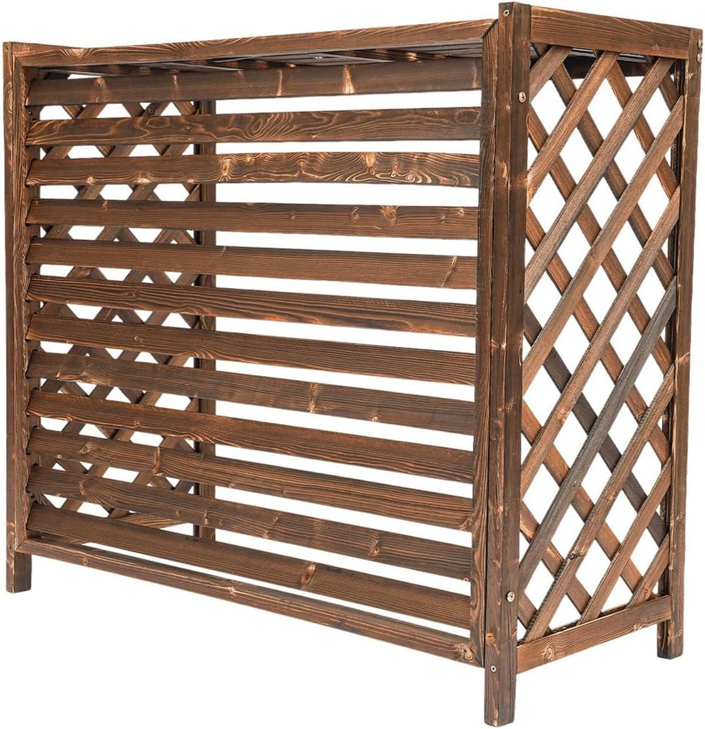  Clôture D'intimité Pour Climatiseur Extérieur – Housse En Bois Massif Pour Climatiseur De Jardin, Support De Fleurs, Balcons Et Terrasses Tailles : 81 X 30 X 72 Cm à 115 X 54 X 95 Cm (105 X 47 X 80 Cm