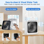  Climatiseur Mobile 1200ml Avec Télécommande, Refroidisseur D'air 5 En 1, Climatiseur Portable Avec 3 Vitesses, Veilleuse 7 Couleurs, Minuteur 2-8H, Mini Climatiseur Pour Extérieur/Intérieur