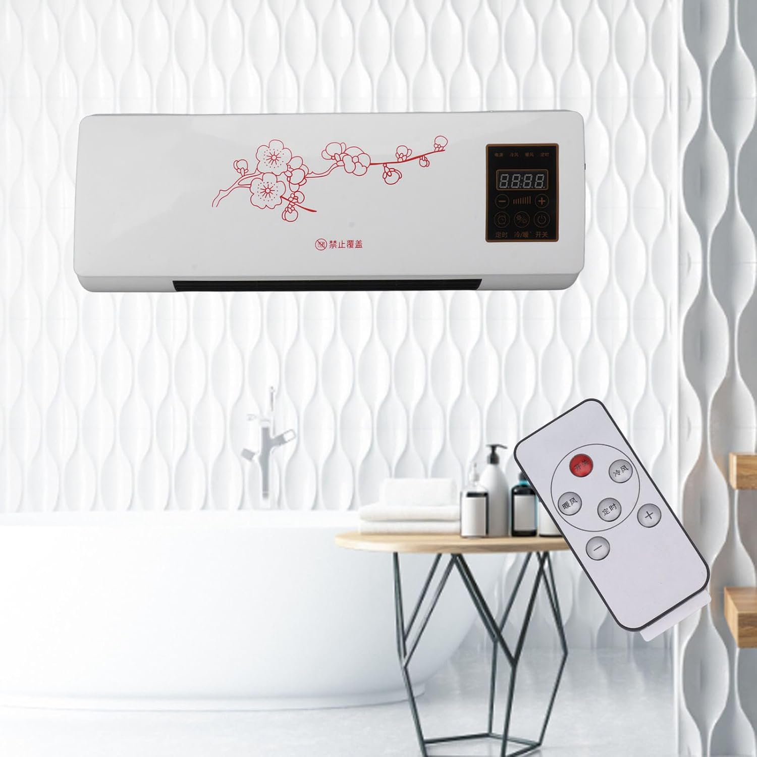  YUYTE Climatiseur Chauffant, Prise UE Polyvalente 220 V Portable à Faible Bruit Mural Refroidisseur D'air Avec Télécommande Pour Maison Salle De Bain Chambre Salon