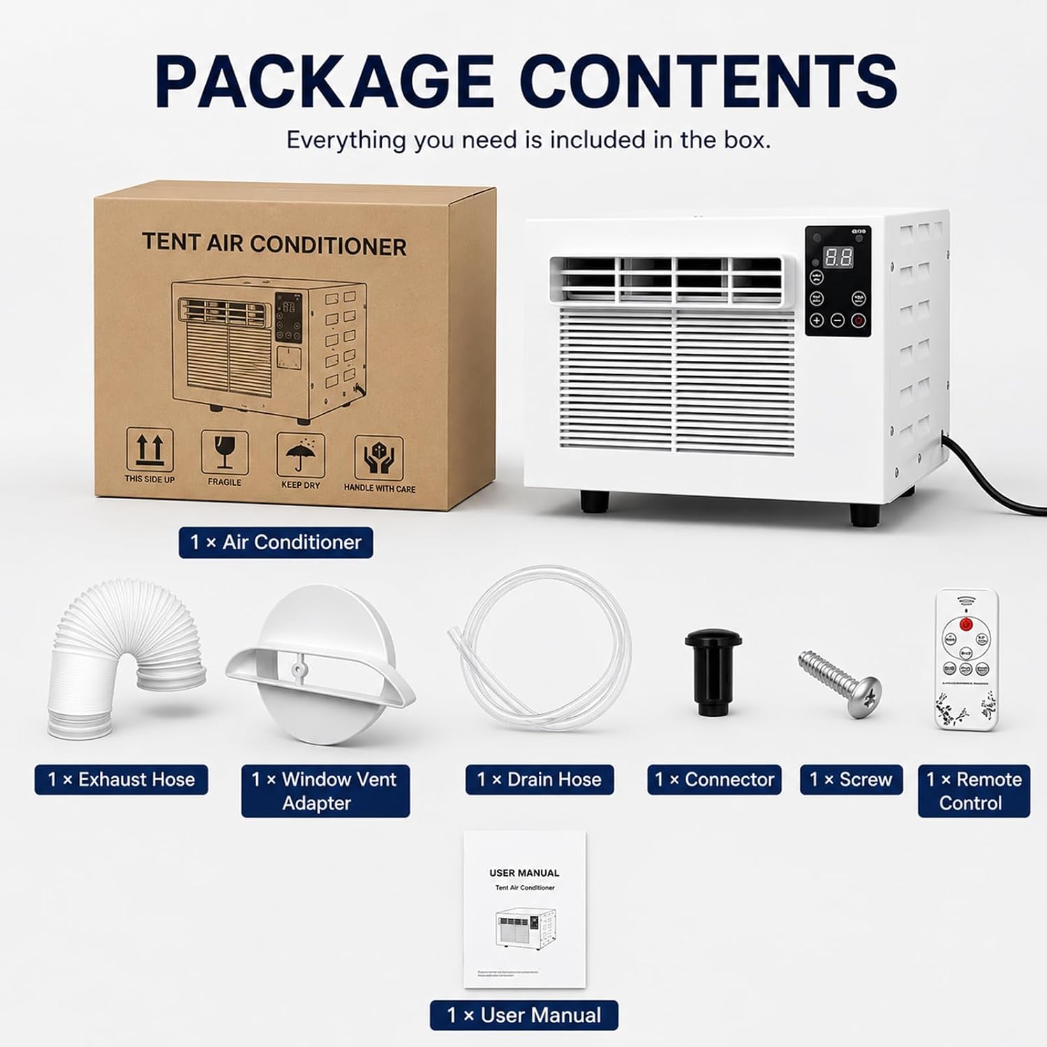  Climatiseur Portable, 1876 BTU Petit Climatiseur, 10kg Spot Cooler Compact Avec Tuyau D'Échappement, 280W Basse Puissance, Mode Double Silencieux, Minuterie, Pour Tente, Camping-Car, 1-5㎡