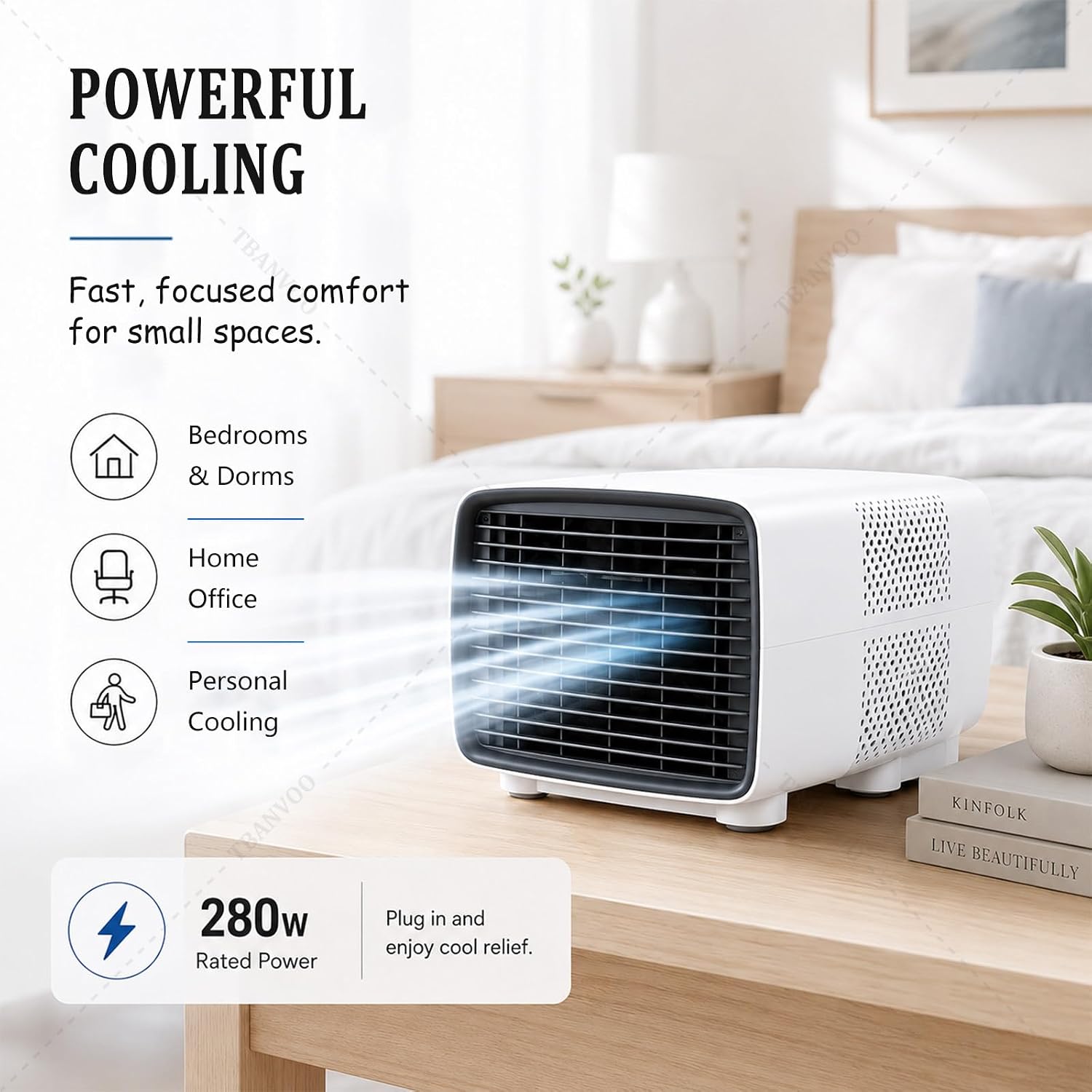  3000BTU Climatiseur Portable, 280W Basse Consommation, Refroidit, Ventile Et Déshumidifie, Écran Tactile Sans Fil, Ultra-Silencieux Pour Caravane, Camping Et Bureau De Cuisine