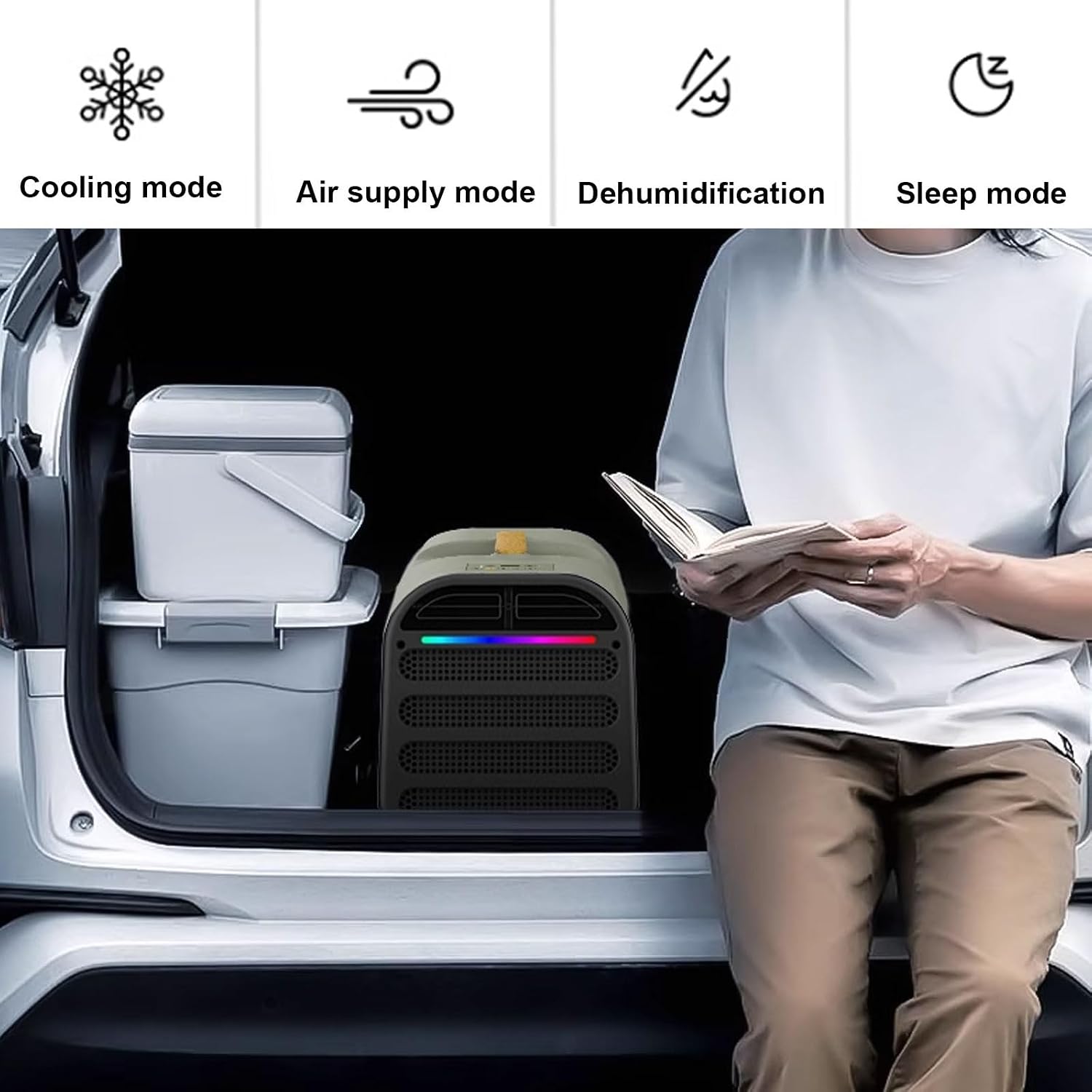 GENERIC Climatiseur Mobile 4 En 1 Avec Commande Tactile Et Télécommande Rafraichisseur D'air Silencieux 45 DB Poignée Supérieure, Climatisation Portable Pour 8-10 M²