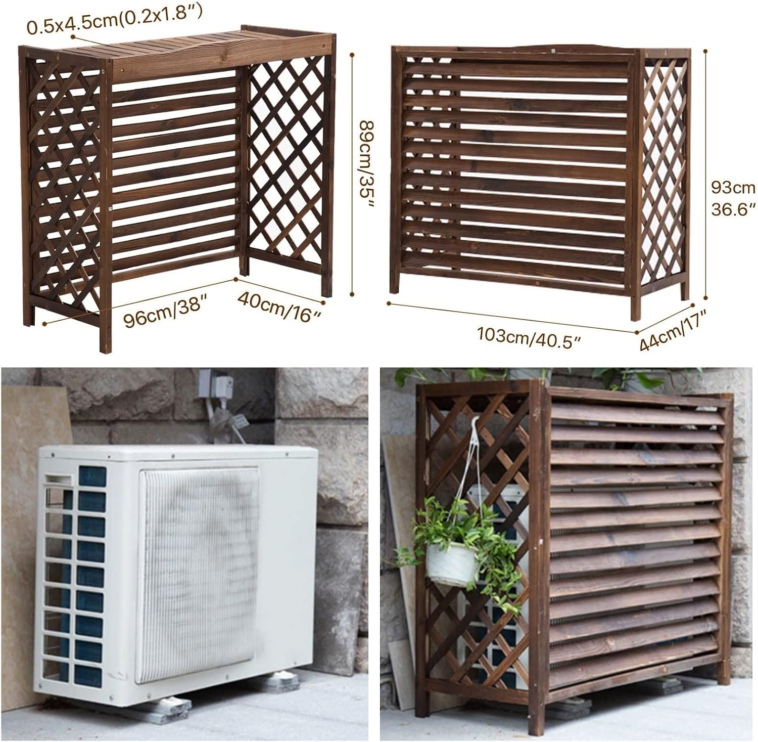 GENERIC Housse De Climatiseur Extérieur Et Boîtier De Pompe à Chaleur - Poubelle En Bois Massif Et Support De Fleurs, Grilles De Protection Pour Unités AC (taille : 1)