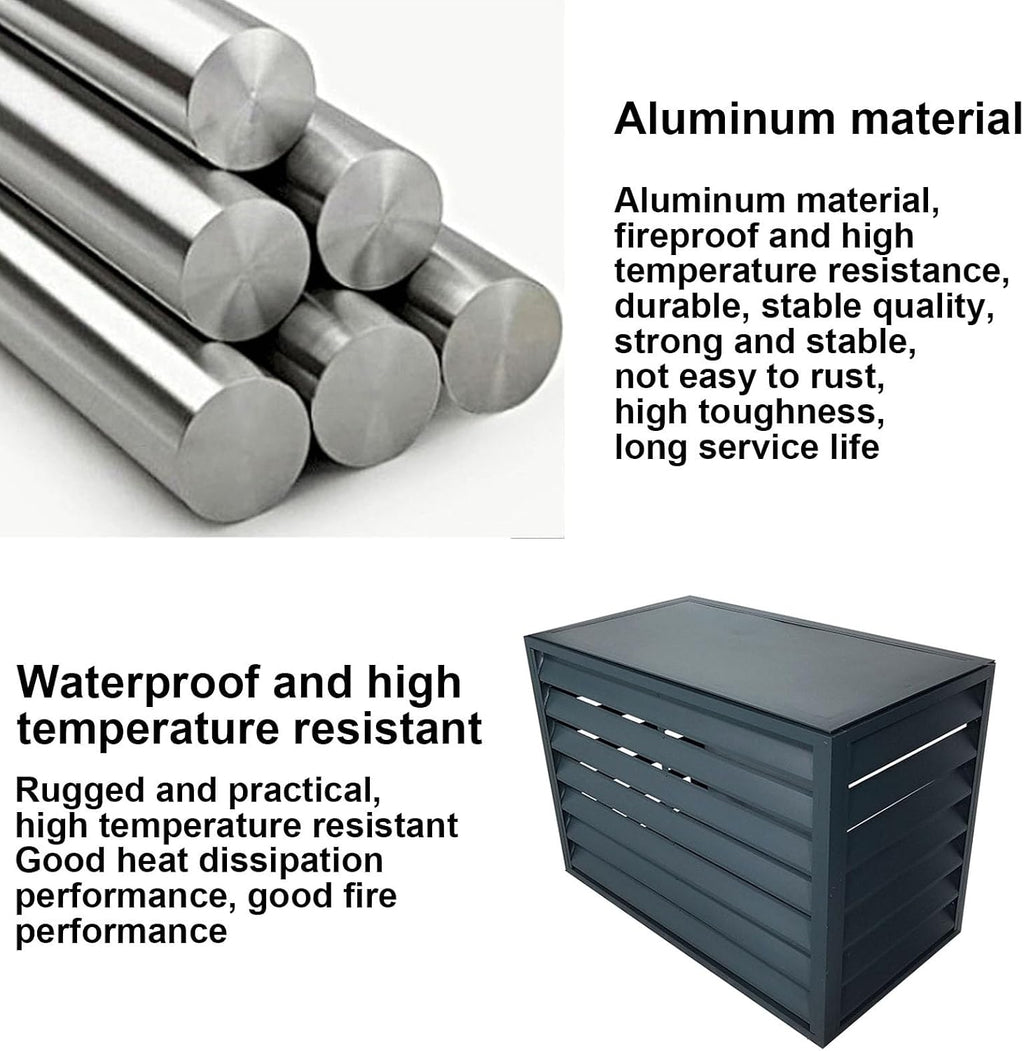  Housse De Protection Pour Mini-climatiseur Extérieur - Pompe à Chaleur En Aluminium, Réduction Du Bruit, Résistante Aux Intempéries Et Support Pour Plantes, Idéale Pour L