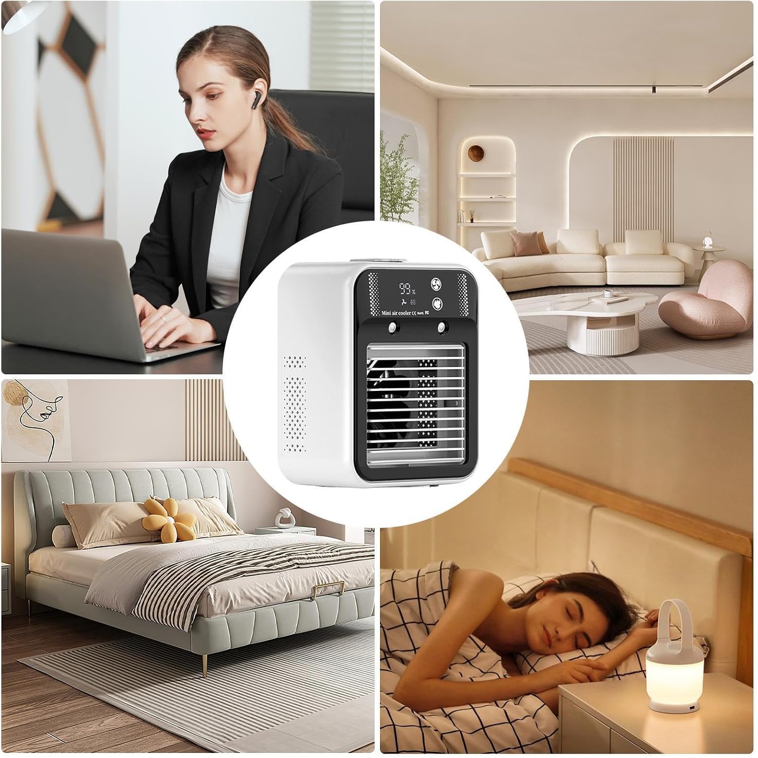  Climatiseur D'air Portable | Mini Rafraîchisseur Personnel 2 Vitesses,Réservoir D'eau 500 Ml Pour Maison Bureau Extérieur,Idéal