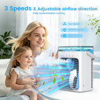  Climatiseurs Portables, Mini Climatiseur AC 4 En 1 Avec Réservoir D'eau De 1000ml, Minuterie 2/4/8H Lumière Ambiante Ventilateur Refroidisseur D'air Évaporatif Personnel Alimenté Par USB Pour Chambre