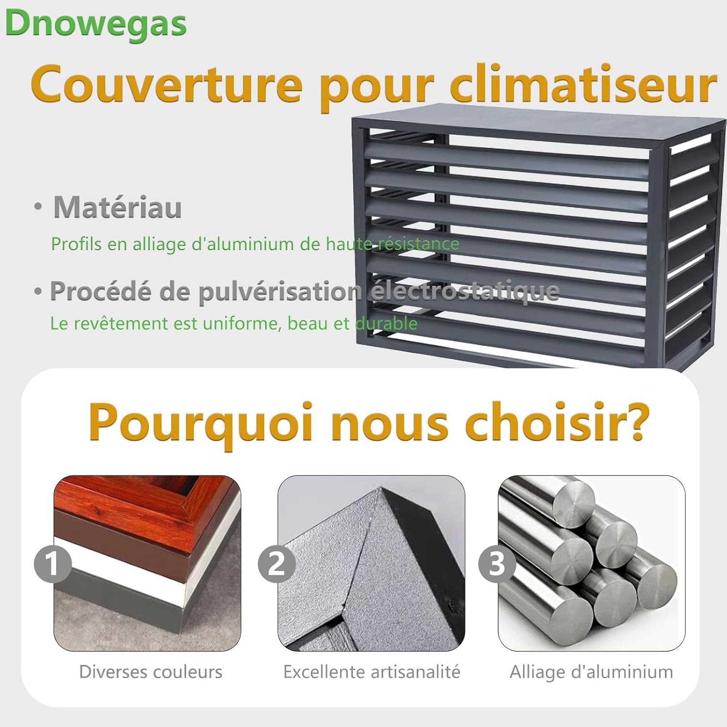  Couverture De Climatiseur De Pompe À Chaleur Convient Pour L'unité Extérieure Du Climatiseur Support De Fleur Climatiseur En Aluminium Blanc Louver Haut-L110*W60*H80(2~3P)