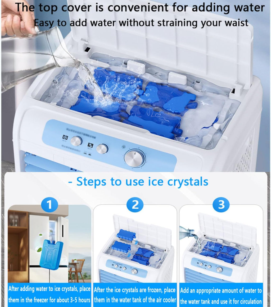GENERIC Refroidisseur D'air Portable Avec Grand Réservoir D'eau, 3 Vitesses Et Télécommande.Calme 36dB, 120 ° Pivot, Rouleaux Et Poignée.Idéal Pour La Chambre, Le Bureau Et La Terrasse.Brise Fraîche Sans Tuya