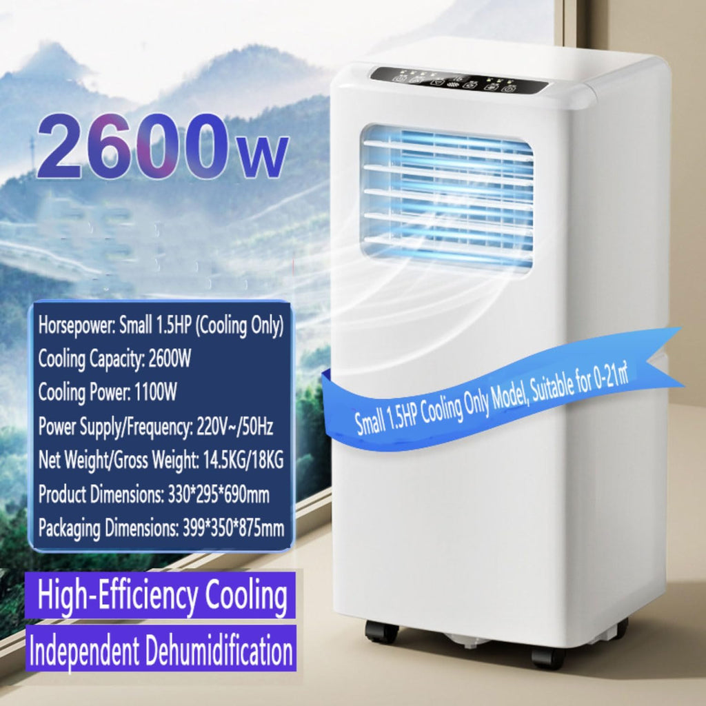  Climatiseur Portable Pour Grandes Pièces, Unité Intelligente Avec Télécommande, Refroidissement Rapide, Mode Veille Silencieux, Déshumidificateur, Kit De Fenêtre Inclus, Oscillation à 120 °
