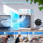  Climatiseur Mobile 1200ml Avec Télécommande, Refroidisseur D'air 5 En 1, Climatiseur Portable Avec 3 Vitesses, Veilleuse 7 Couleurs, Minuteur 2-8H, Mini Climatiseur Pour Extérieur/Intérieur