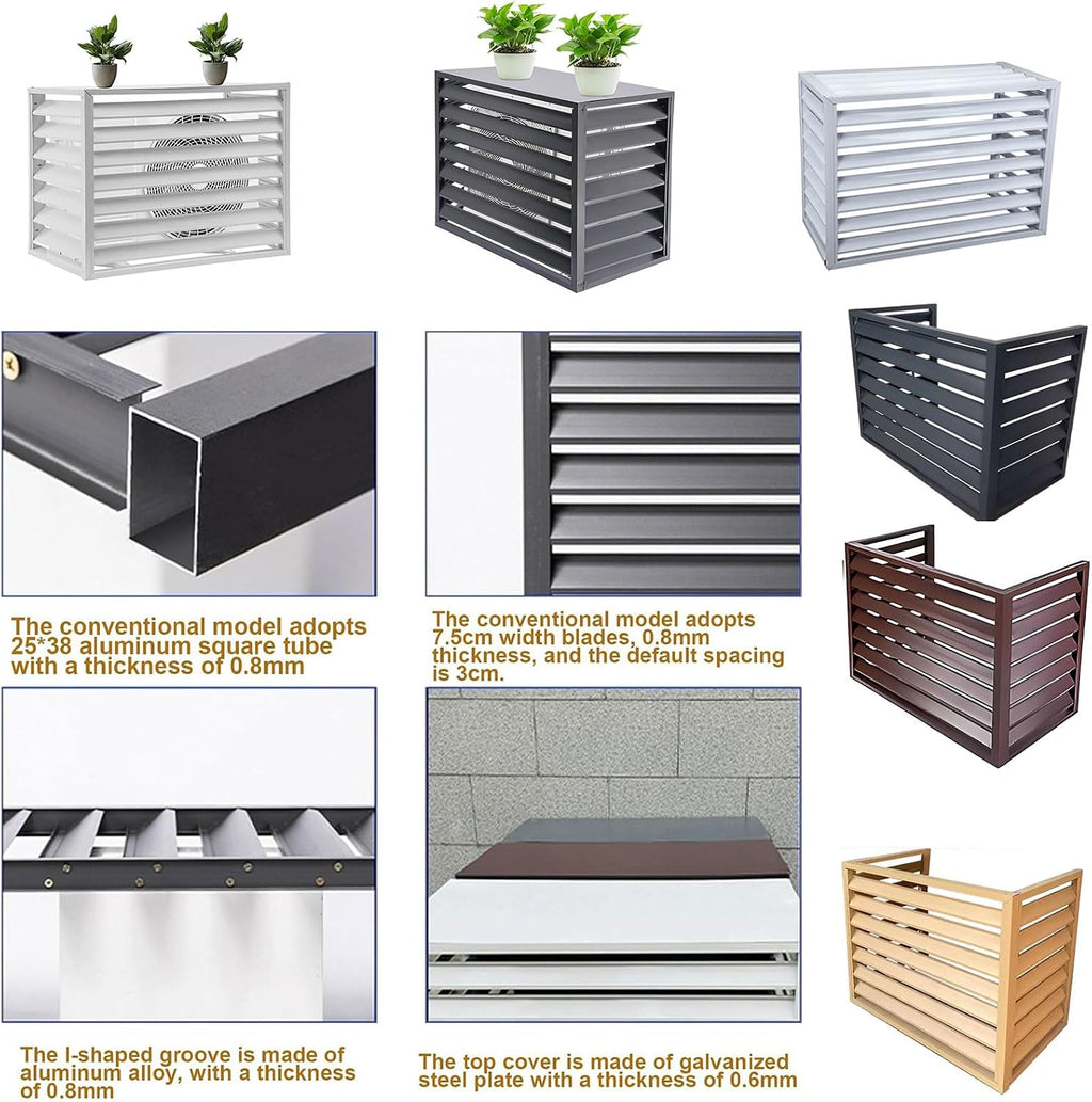  Housse De Climatiseur En Alliage D'aluminium Pour Pompe à Chaleur 5P Volets De Porte-fleurs – Réduction Du Bruit Et Protection élégante De Façade Accessoires Clete