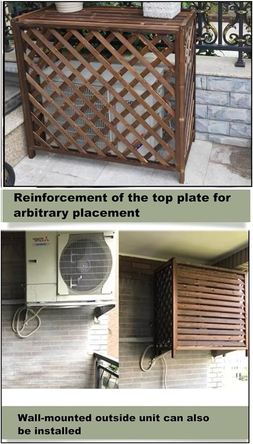GENERIC Housse De Protection En Bois Massif Pour Climatiseur – Protection Contre La Poussière Extérieure Pour Unités CVC, Résistante Aux Intempéries, Design élégant Pour Une Utilisation Toute L'année