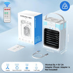  Climatiseur Mobile 1200ml Avec Télécommande, Refroidisseur D'air 5 En 1, Climatiseur Portable Avec 3 Vitesses, Veilleuse 7 Couleurs, Minuteur 2-8H, Mini Climatiseur Pour Extérieur/Intérieur