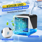  Climatiseur Mobile, 3 En 1 Mini Ventilateur Portable USB Avec Eau, 500 ML, 3 Vitesses, Sans Évacuation, Lumières 7 Couleurs, Petit Rafraichisseur D'air Pour Chambre Et Bureau (Noir)
