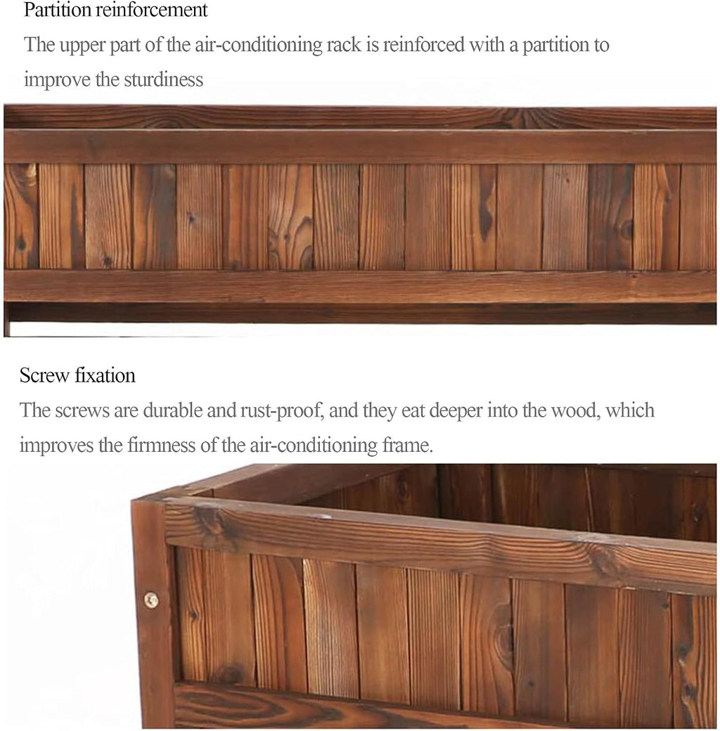 GENERIC Housse En Bois Pour Climatiseur Extérieur, Support à Persiennes En Bois Massif Et Support De Fleurs – Extérieur Du Climatiseur – Ion élégant Pour Unités De Climatisation – 111 Cm