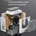  Climatiseur Mobile, Rafraichisseur D'air Avec Réservoir D'eau De 49 L, 3 Vitesses, Oscillation à 120°, 6 Accus De Froid, Climatiseur Sans Évacuation Pour La Maison Et Le Commerce, 102cm