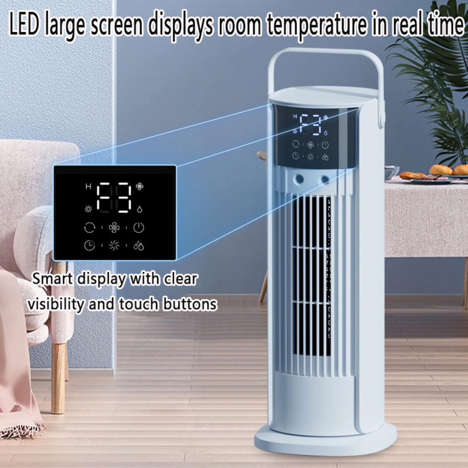 GENERIC Ventilateur De Refroidisseur D'air Portable 180 évaporatif Oscillant Avec Humidificateur De Brime à Télécommande Pour La Chambre Bureau Chambre Silencieuse 3 Vitesses Économie D'énergie Conception Com