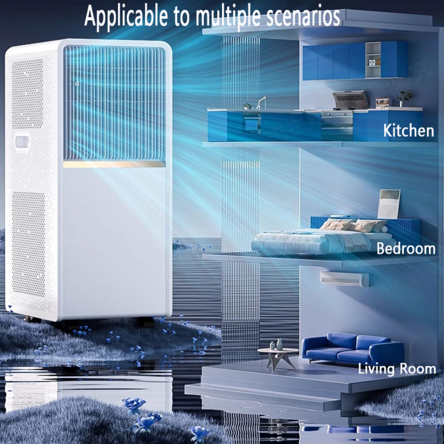  Climatiseur Portable Smart AC Unit Avec Télécommande, Minuterie 24H, Mode Veille, Kit De Fenêtre, Ventilateur De Refroidissement D'oscillation De 120 ° Pour Le Bureau De La Chambre