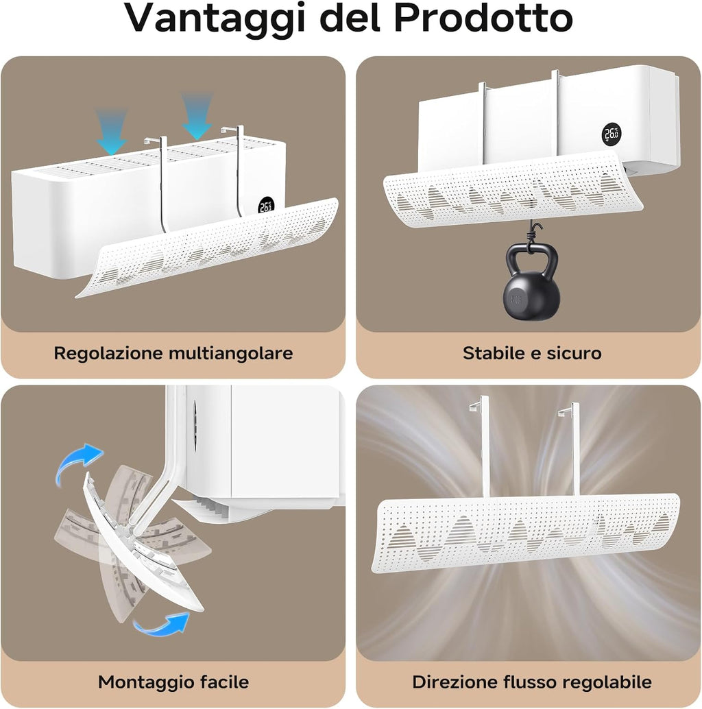  Deflecteur Climatisation Universale, Déflecteur D'aria Regolabile E Portatile, Deflecteur Climatisation Murale Pour Maison/Bureau âgés, Néonats, Femmes En Gestation (Blanc)