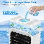  Climatiseur Mobile 1200ml Avec Télécommande, Refroidisseur D'air 5 En 1, Climatiseur Portable Avec 3 Vitesses, Veilleuse 7 Couleurs, Minuteur 2-8H, Mini Climatiseur Pour Extérieur/Intérieur