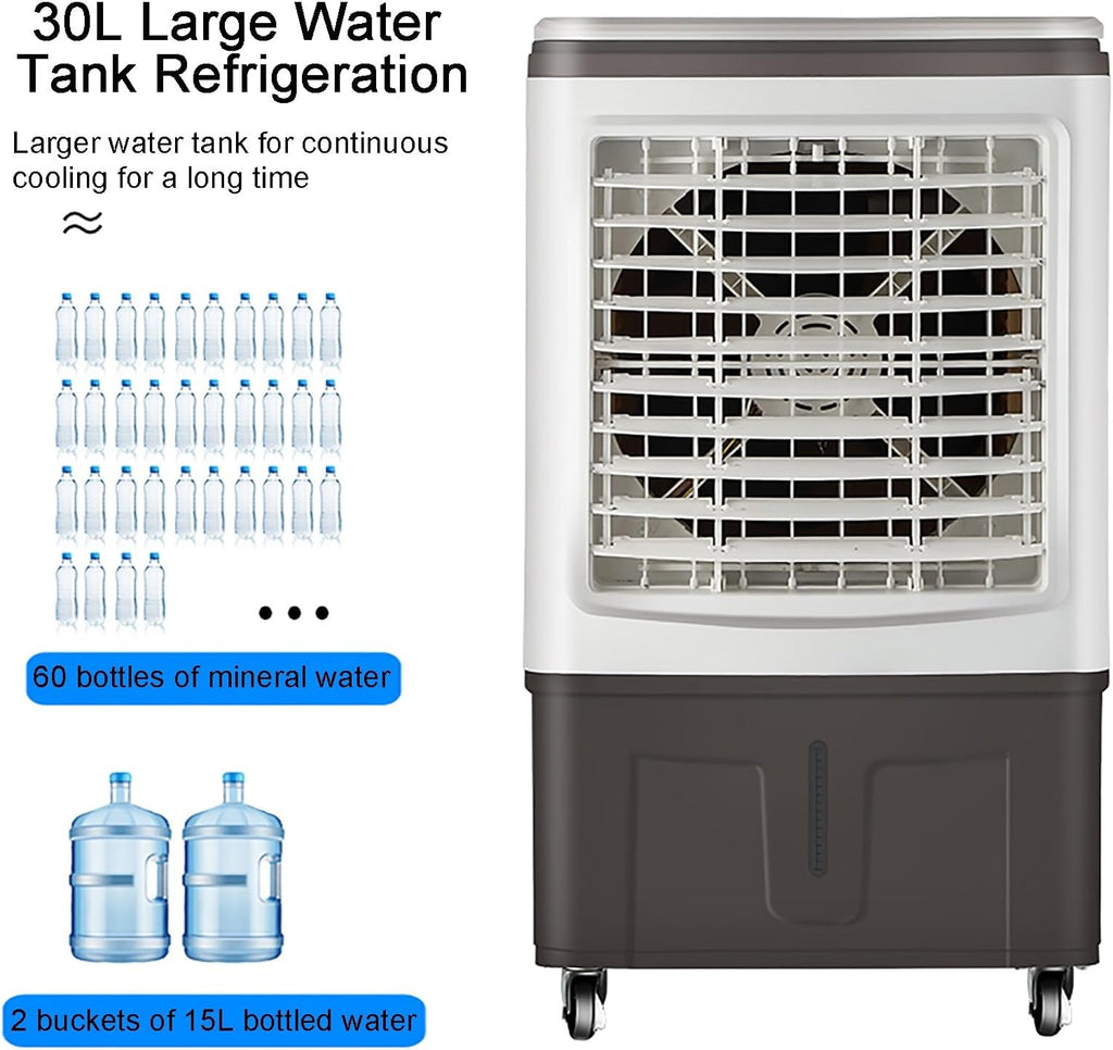 GENERIC Refroidisseur D'évaporation Commercial, Ventilateur De Marais à 3 Vitesses Avec 120 Oscillation, Grand Réservoir Et Roues Pour L'usine, Restaurant, Bureau.Refroidissement Efficace, Fonctionnement Calm