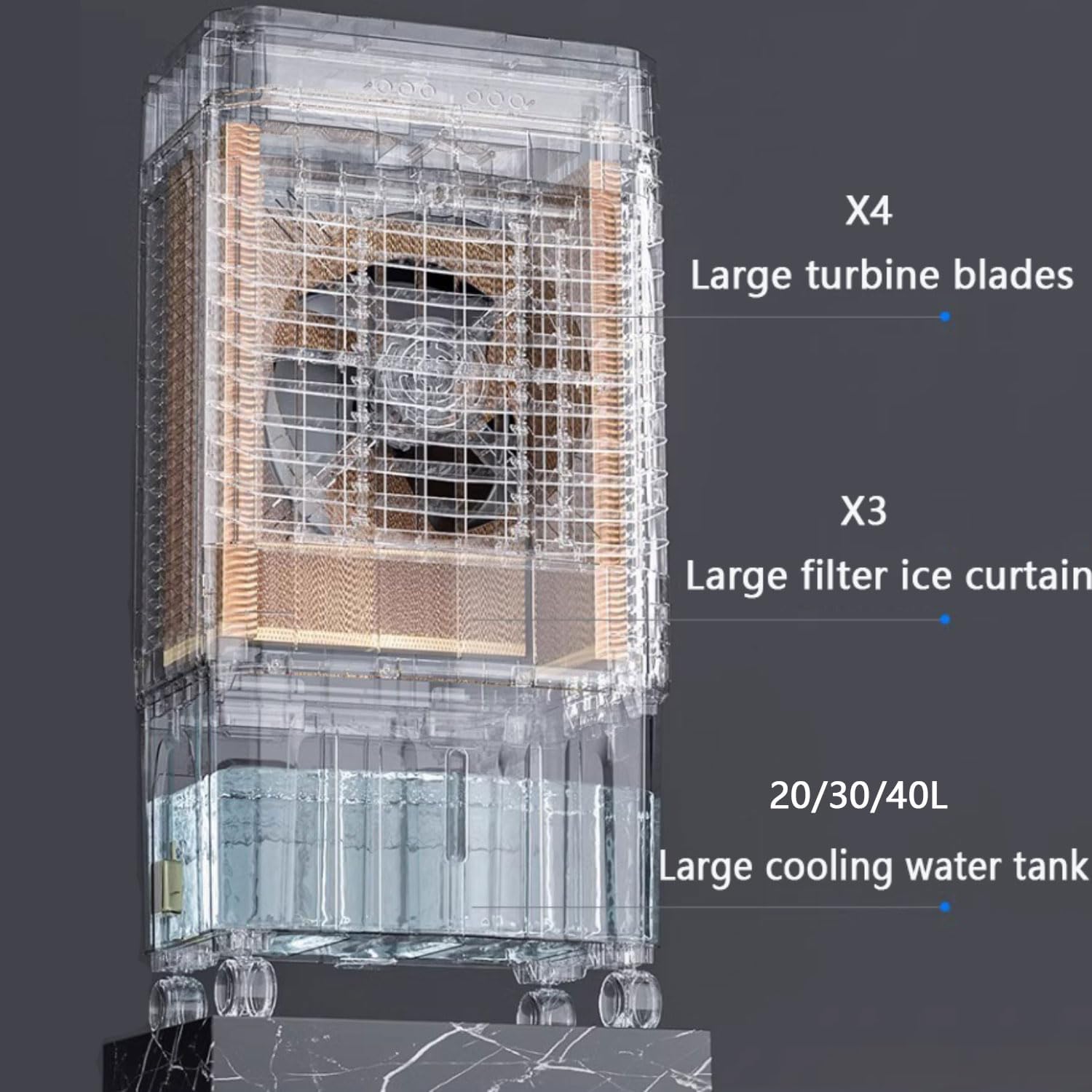 GENERIC Refroidisseur D'air Portable Avec Grand Réservoir D'eau, 3 Vitesses Et Télécommande.Calme 36dB, 120 ° Pivot, Rouleaux Et Poignée.Idéal Pour La Chambre, Le Bureau Et La Terrasse.Brise Fraîche Sans Tuya