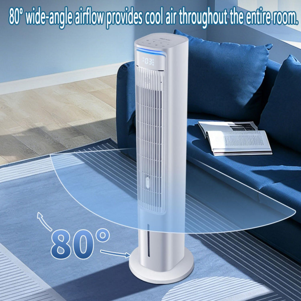 GENERIC Ventilateur De Tour De Refroidissement, Ventilateur De Climatiseur Portable Avec Oscillation à 80 °, 3 Vitesses, Réservoir D'eau 4L, Minuterie 12H, Packs De Glace, Contrôle Tactile, Pour Bureau De La