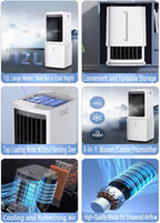GENERIC Refroidisseur D'air évaporatif Portable 12L Tank Ice Packs 60W Quiet Fan 3 Vitesses Oscillant Humidificateur Pour La Maison Économie D'énergie Cool Breeze