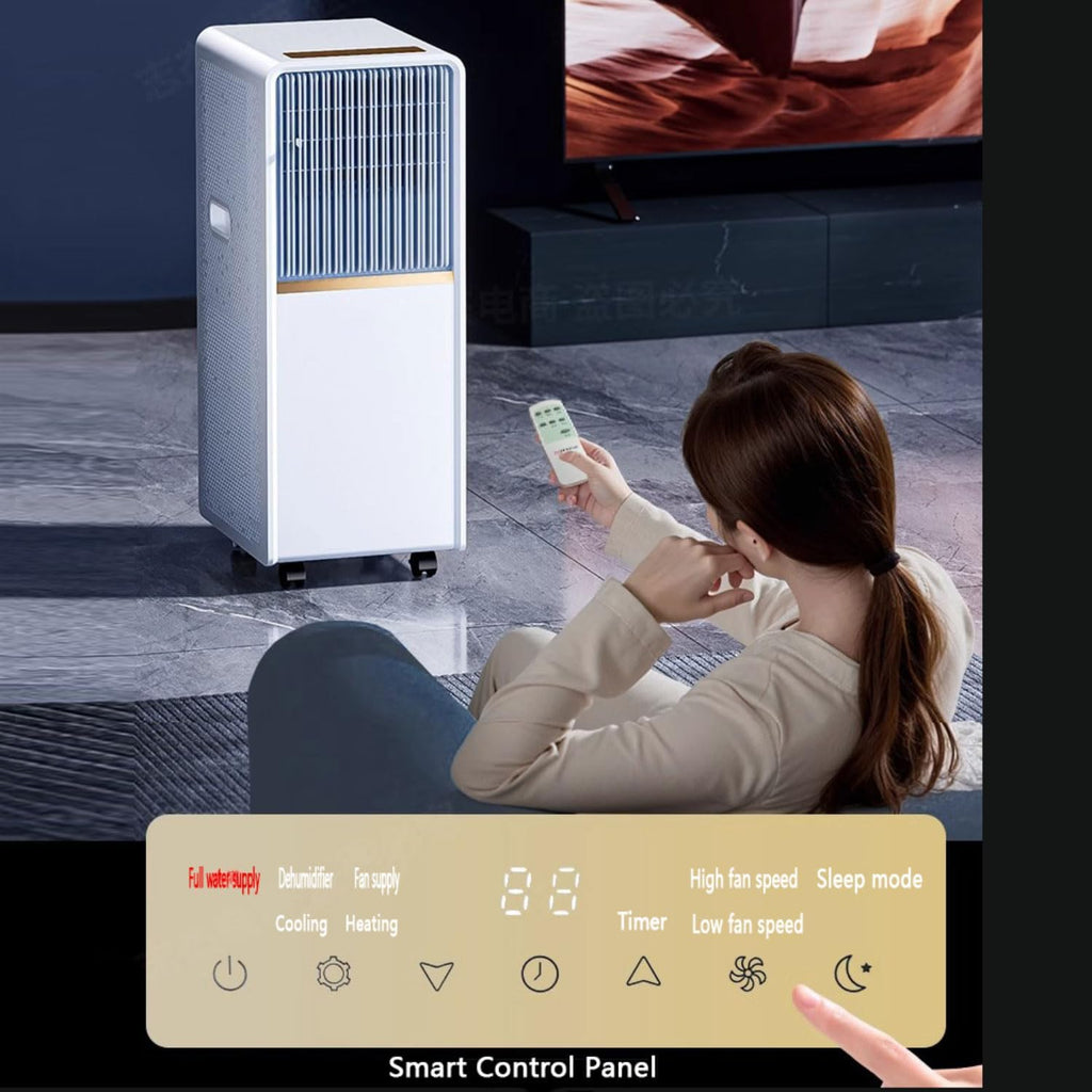 Climatiseur Portable Pour Grandes Pièces, Unité Intelligente Avec Télécommande, Refroidissement Rapide, Mode Veille Silencieux, Déshumidificateur, Kit De Fenêtre Inclus, Oscillation à 120 °