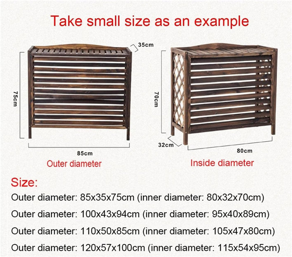GENERIC Housse De Protection En Bois Pour Climatiseur Extérieur - Protection Contre Les Regards Indiscrets En Bois Massif - Support De Fleurs - Élégant Et Fonctionnel