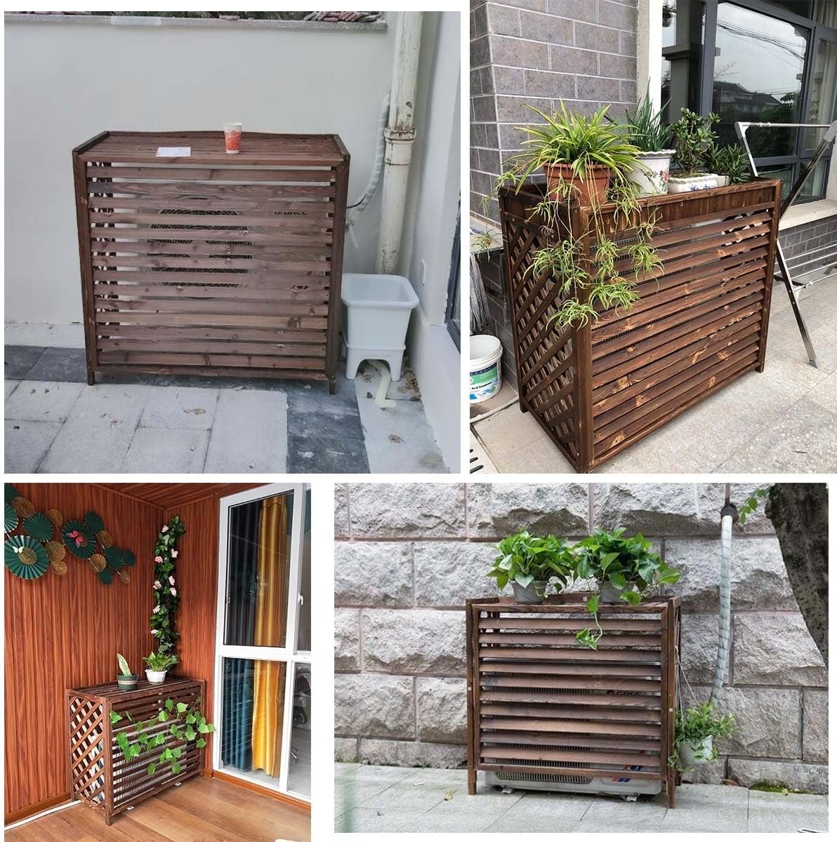 Étagère D'extérieur En Bois Pour Climatiseur Et étagère à Persiennes Pour Unités De Climatisation Et Boîtier Autoportant Pour Ordures (taille S : 85 X 35 X 75 Cm)