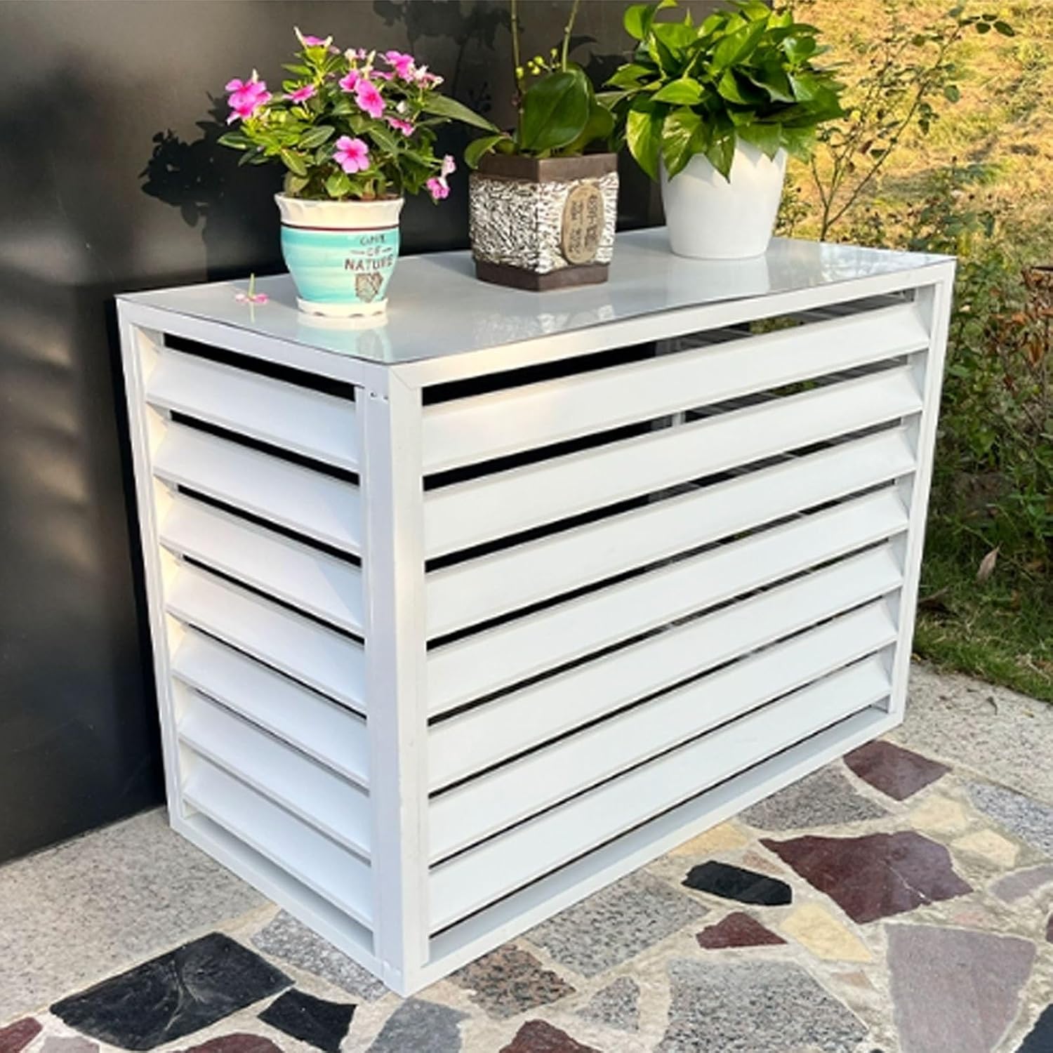 GENERIC Couvercle En Aluminium Pour Climatiseur Et Pompe à Chaleur – Protection élégante Pour Unités Extérieures – Cache-chaleur Décoratif Pour Systèmes De Climatisation Domestiques – Design Durable Et