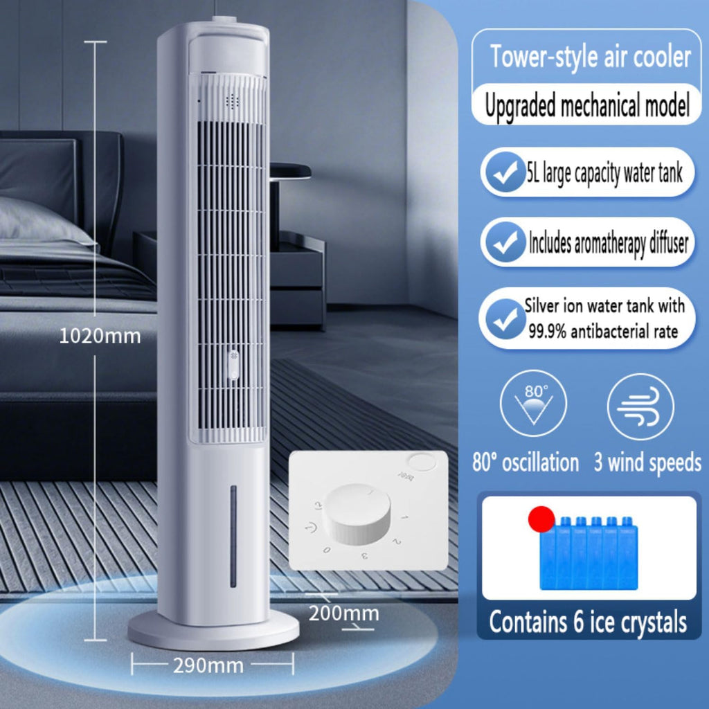 GENERIC Ventilateur De Tour De Refroidissement, Ventilateur De Climatiseur Portable Avec Oscillation à 80 °, 3 Vitesses, Réservoir D'eau 4L, Minuterie 12H, Packs De Glace, Contrôle Tactile, Pour Bureau De La