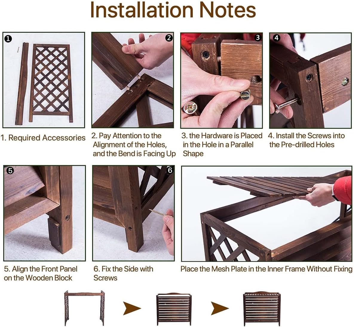 GENERIC Housse De Climatiseur D'extérieur En Bois Robuste Pour Climatiseurs Et Pompes à Chaleur - Grilles De Protection En Bois Massif - Clôture Et Support De Fleurs