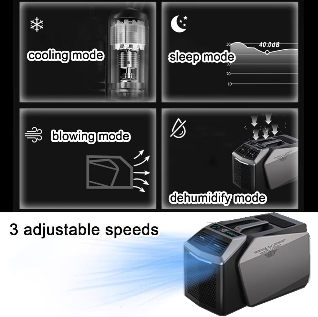 GENERIC Climatiseurs Portables 6100 BTU Pour Une Utilisation Extérieure Et Intérieure Refroidisseur D'air A Structure Divisée A 3 Vitesses Avec Télécommande
