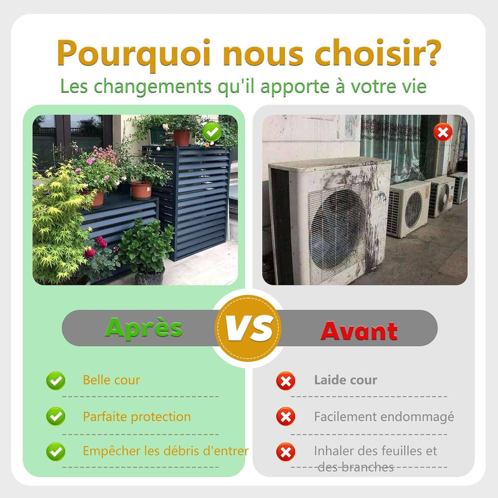  Couverture De Climatiseur De Pompe À Chaleur Convient Pour L'unité Extérieure Du Climatiseur Support De Fleur Climatiseur En Aluminium Blanc Louver Haut-L110*W60*H80(2~3P)