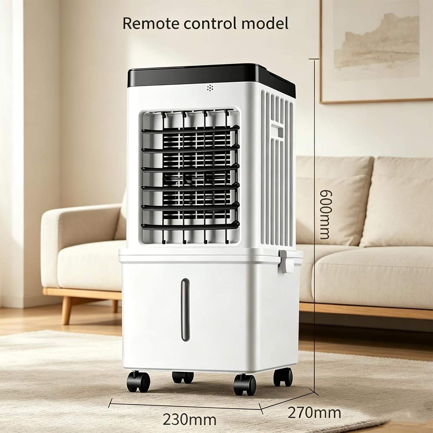 GENERIC Refroidisseur D'air évaporatif Portable Avec Télécommande, Réservoir 10L, Ventilateur Basse énergie à 3 Vitesses Pour Bureau De Chambre à Coucher, Humidificateur De Brive Mobile Silencieux Avec Minute