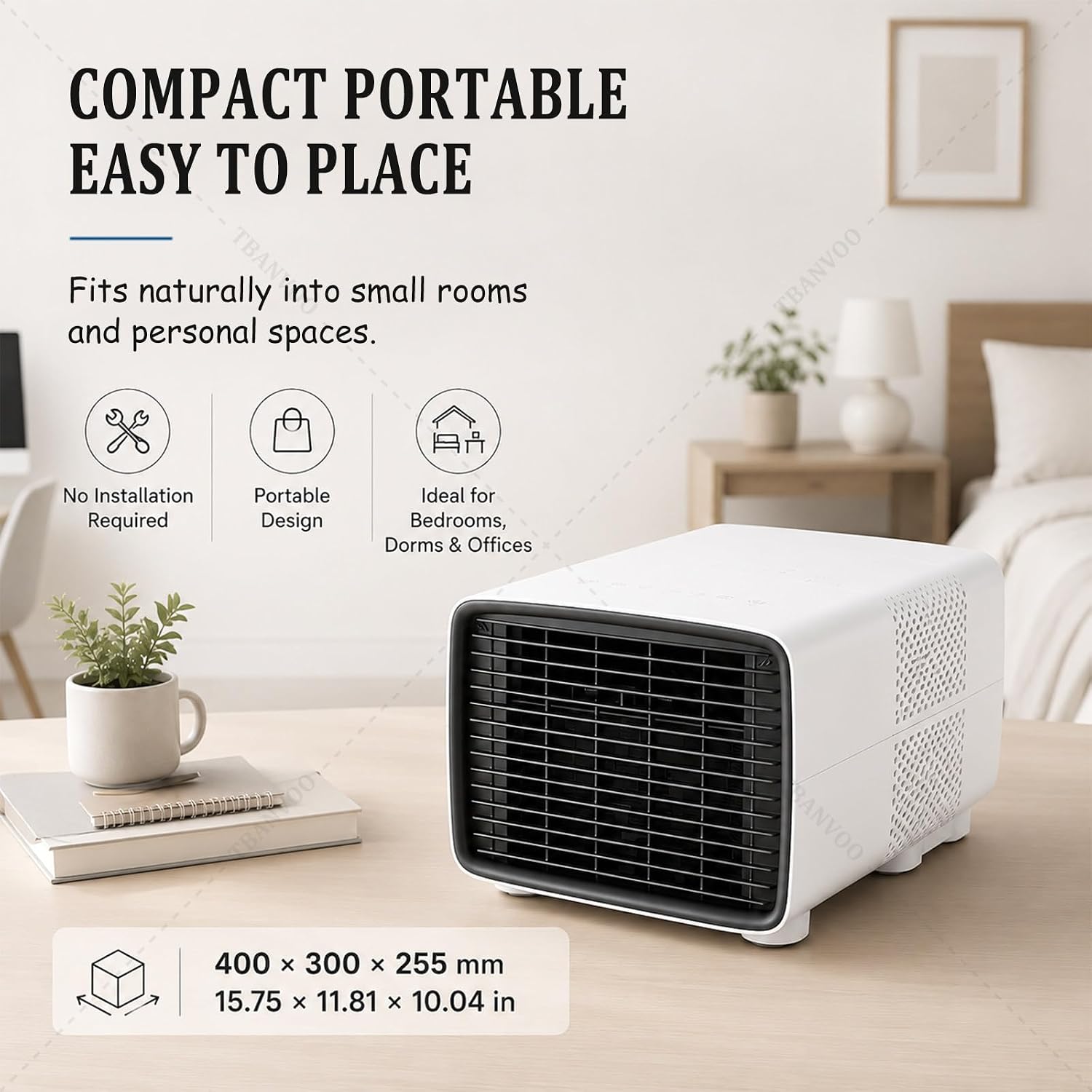  3000BTU Climatiseur Portable, 280W Basse Consommation, Refroidit, Ventile Et Déshumidifie, Écran Tactile Sans Fil, Ultra-Silencieux Pour Caravane, Camping Et Bureau De Cuisine