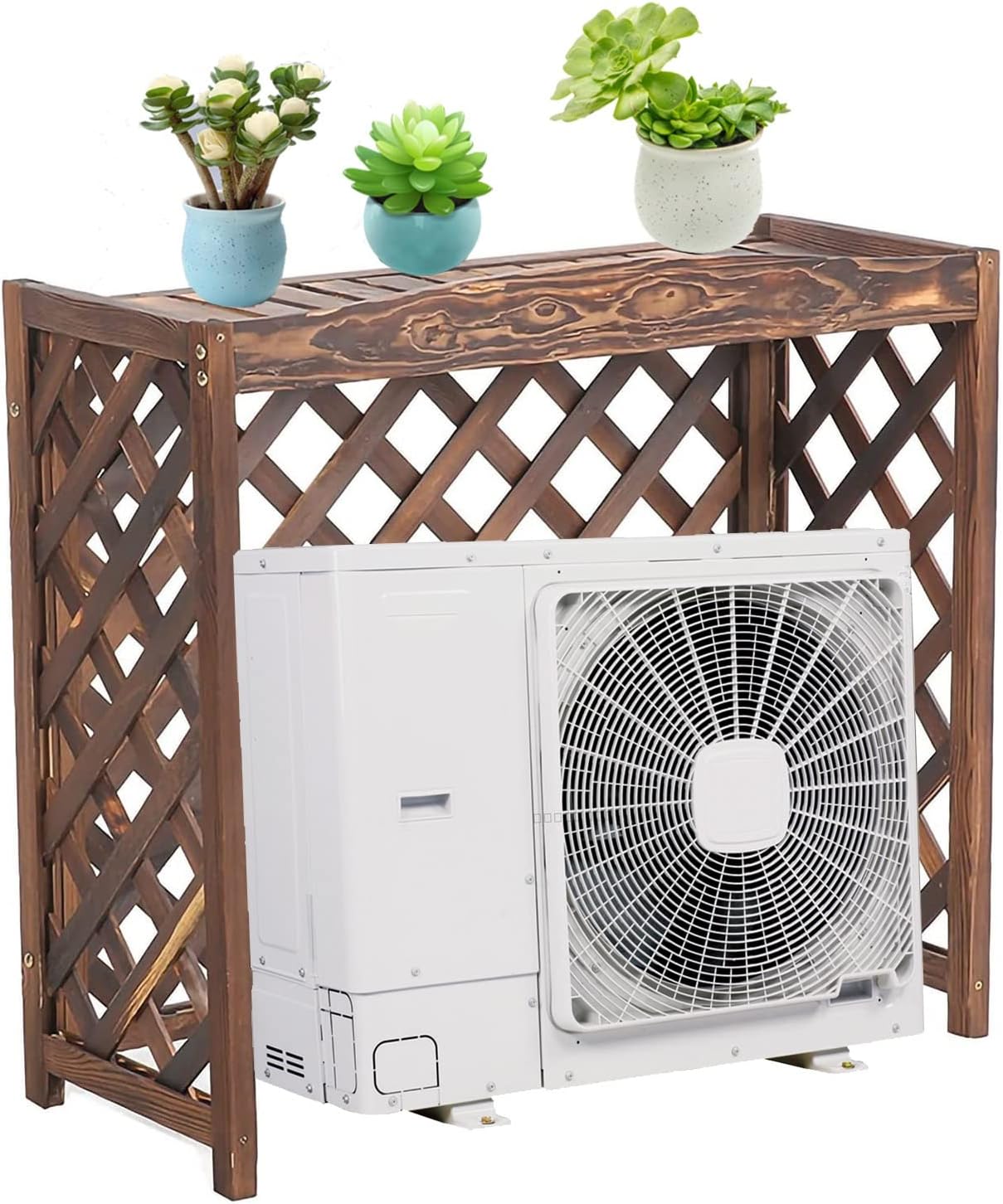 GENERIC Housse De Protection Pour Climatiseur Extérieur En Bois - Grille De Protection Antivol - 83 X 35,6 X 74,9 Cm (L X L X H) - Pour Poubelles Ou Unités De Climatisation - Résistante Aux Intempéries